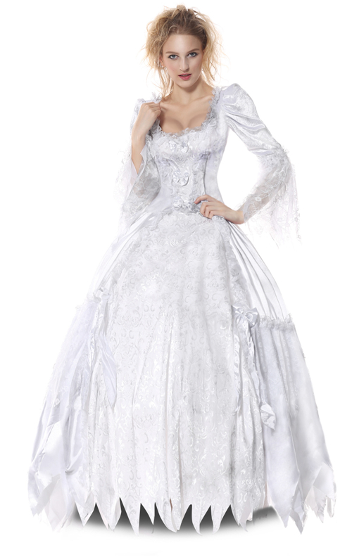 White Deluxe Victorian Vampire Countess Ball Gown Cosplay Zombie Ghost ...